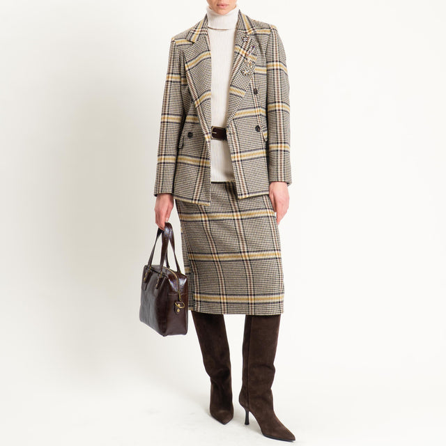 Tensione in-Giacca principe di galles misto lana - giallo/sand/moro