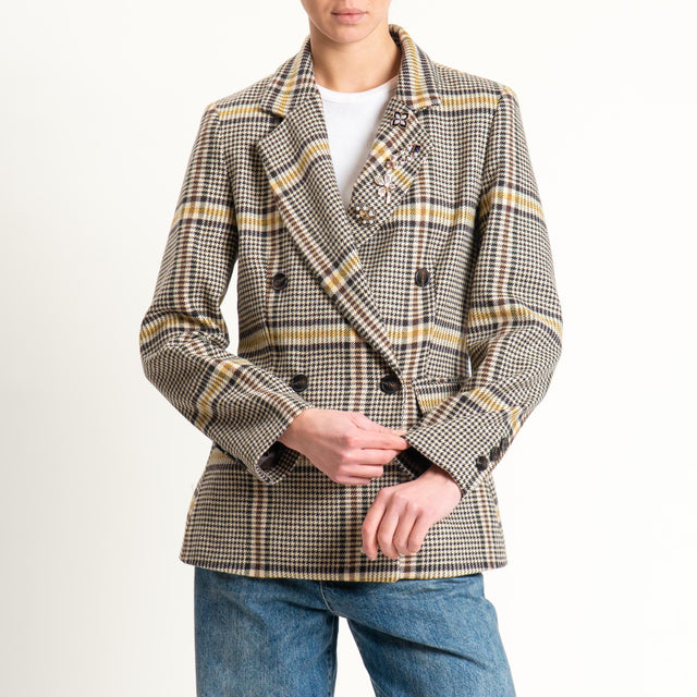 Tensione in-Giacca principe di galles misto lana - giallo/sand/moro