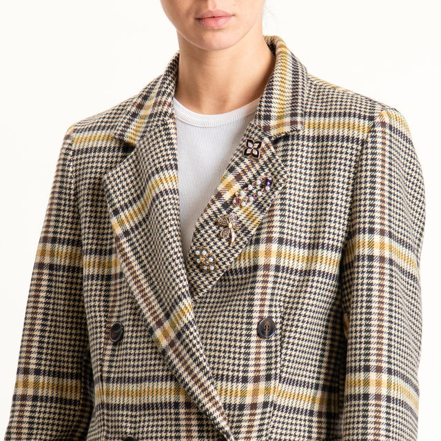 Tensione in-Giacca principe di galles misto lana - giallo/sand/moro