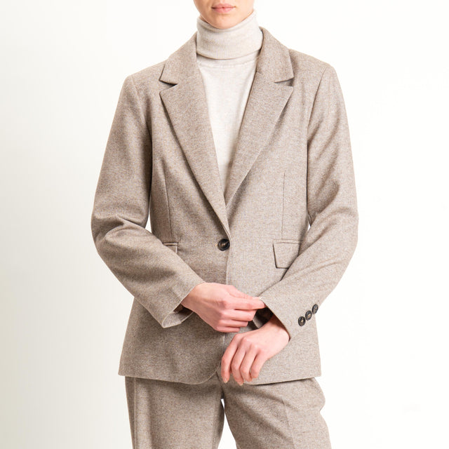 Tensione in-Giacca un bottone misto lana melange - beige