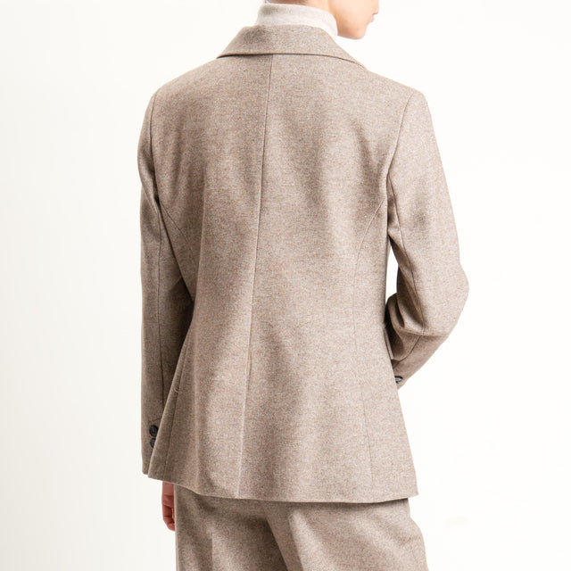 Tensione in-Giacca un bottone misto lana melange - beige