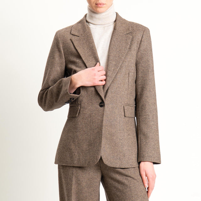 Tensione in-Giacca un bottone misto lana melange - tabacco