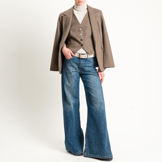 Tensione in-Gilet misto lana melange - tabacco