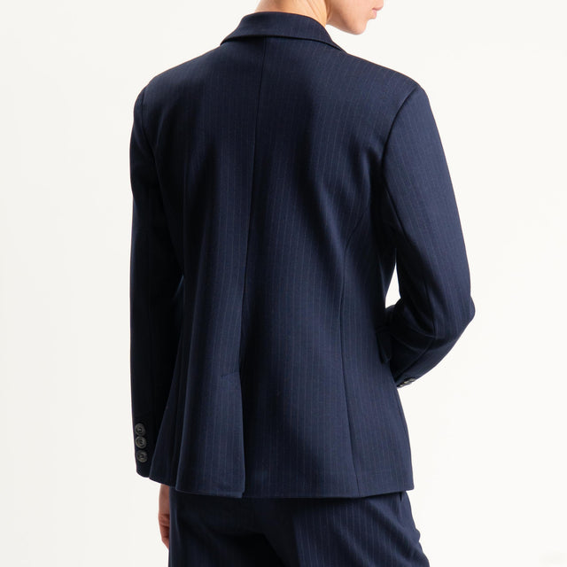 Tensione in-Giacca un bottone punto milano gessata - blu