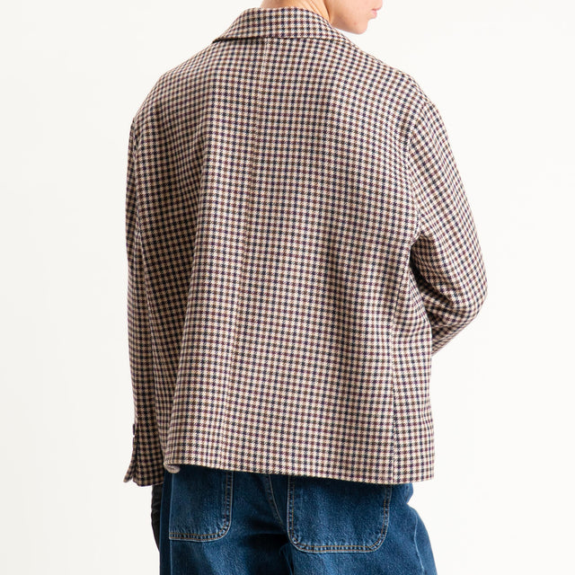 Tensione in-Giacca pied de poule con guanti similpelle moro - beige/moro/moro