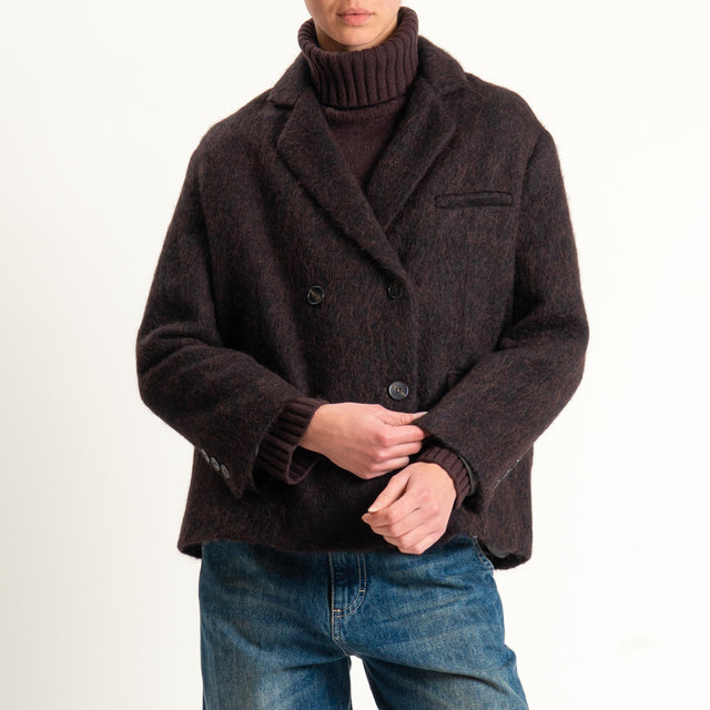 Tensione in-Giacca doppiopetto misto alpaca - moro