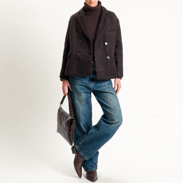 Tensione in-Giacca doppiopetto misto alpaca - moro