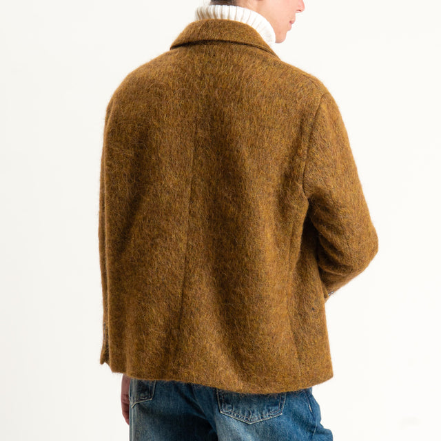 Tensione in-Giacca doppiopetto misto alpaca - Senape