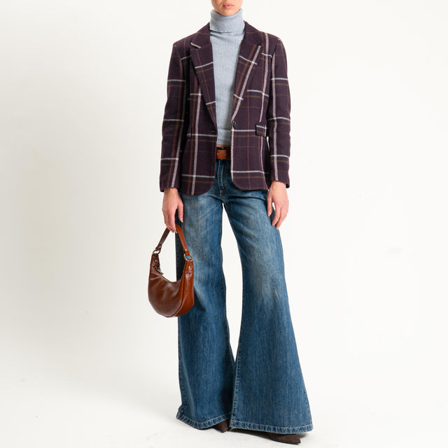 Tensione in-Giacca check misto lana - bordeaux/cuoio/latte