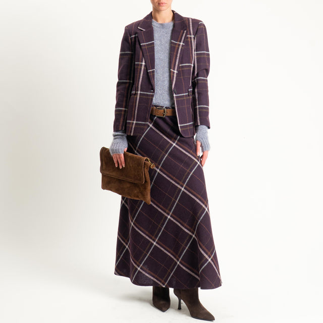 Tensione in-Giacca check misto lana - bordeaux/cuoio/latte