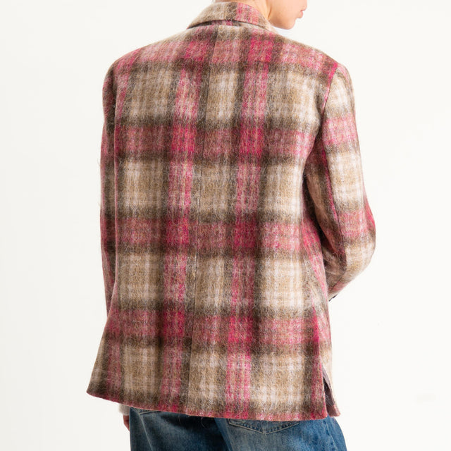 Tensione in-Giacca check misto alpaca - fucsia/militare/beige
