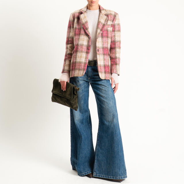 Tensione in-Giacca check misto alpaca - fucsia/militare/beige