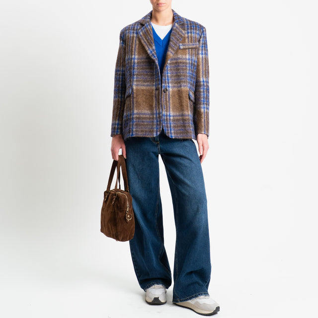 Tensione in-Giacca check misto alpaca - royal/moro