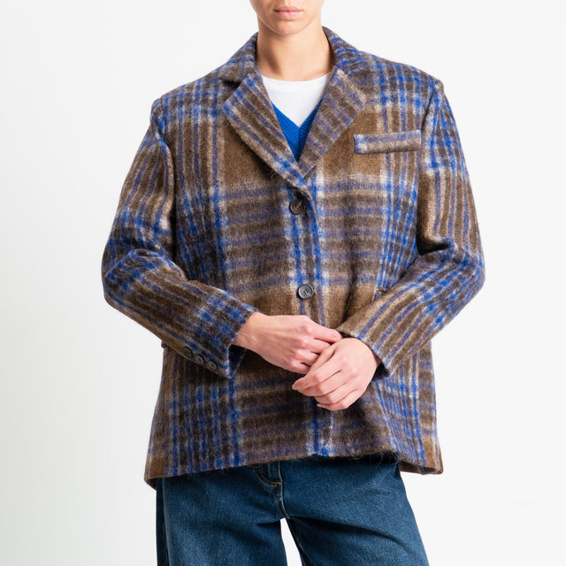 Tensione in-Giacca check misto alpaca - royal/moro