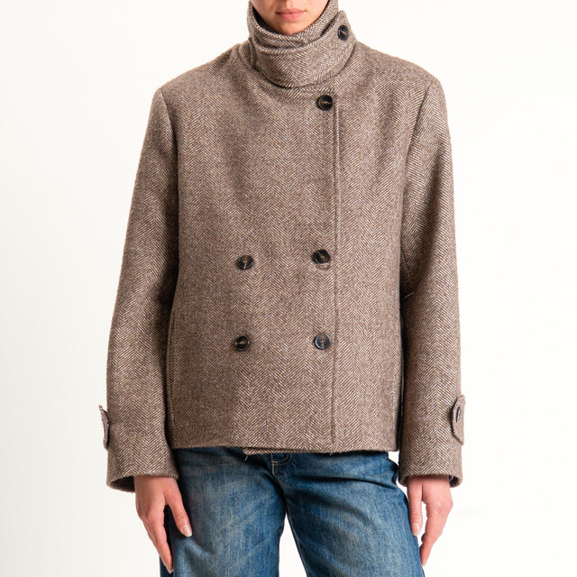 Tensione in-Giaccone spinata doppiopetto misto lana - beige/latte