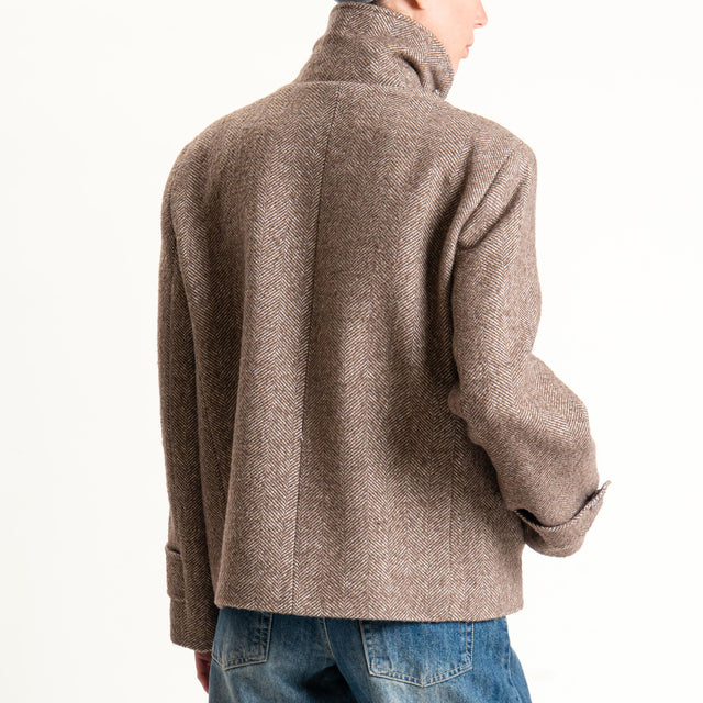 Tensione in-Giaccone spinata doppiopetto misto lana - beige/latte