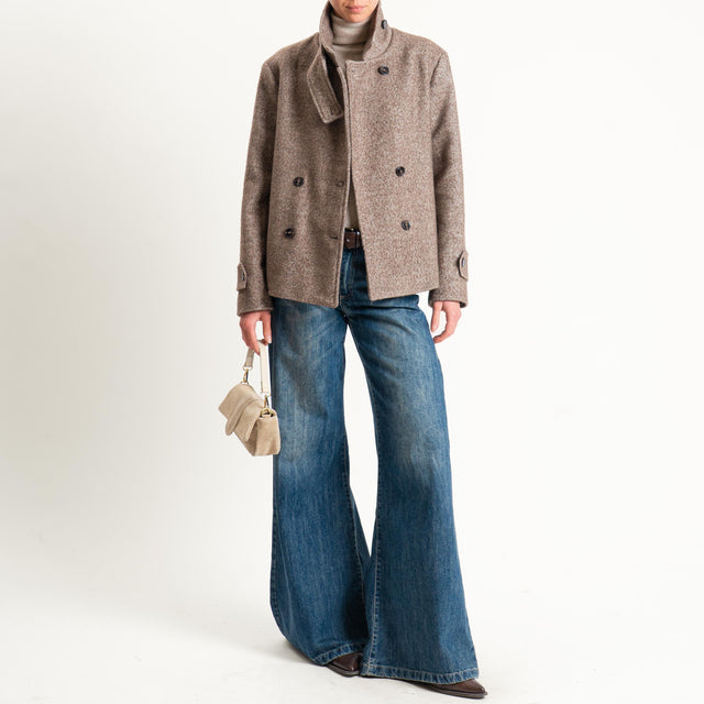 Tensione in-Giaccone spinata doppiopetto misto lana - beige/latte