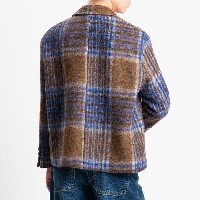 Tensione in-Giacca check doppiopetto misto alpaca - royal/moro