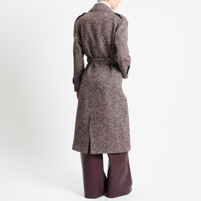 Tensione in-Cappotto misto lana con cintura - bordeaux/latte