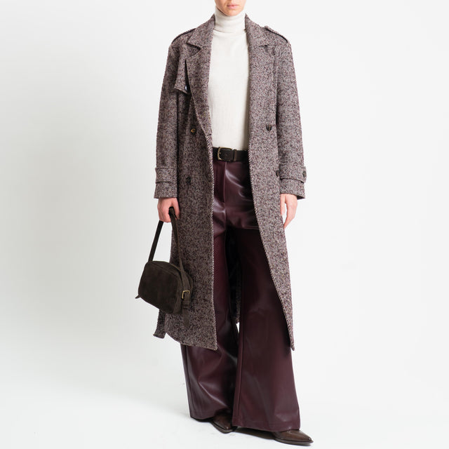 Tensione in-Cappotto misto lana con cintura - bordeaux/latte