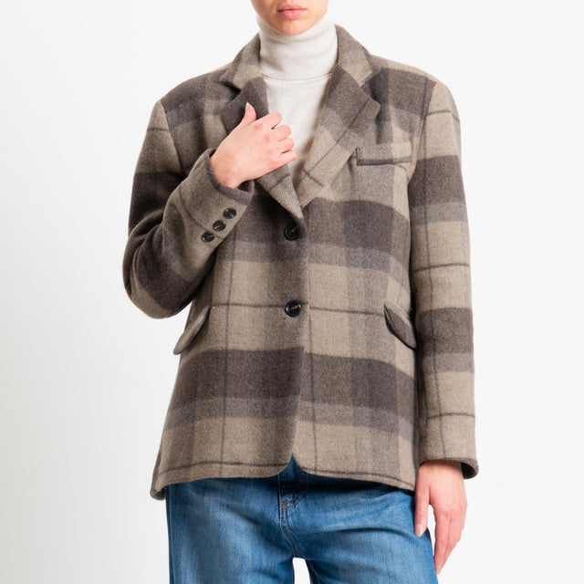 Tensionce in-Giacca check misto lana - moro/taupe/burro