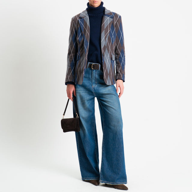 Tensione in-Giacca rombi un bottone - moro/grigio/blu