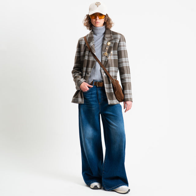 Vicolo-Giacca fantasia misto lana con spille - check militare/grigio