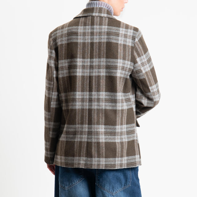 Vicolo-Giacca fantasia misto lana con spille - check militare/grigio