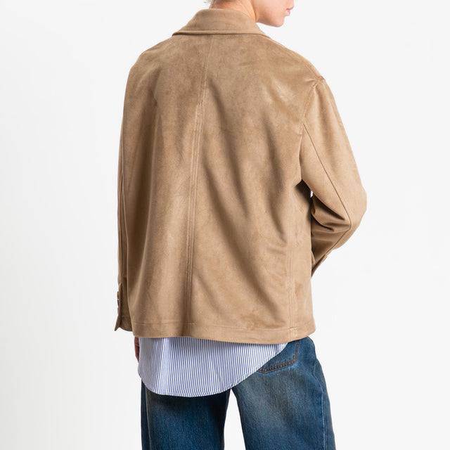 Tensione in-Giacca over doppiopetto effetto suede - beige