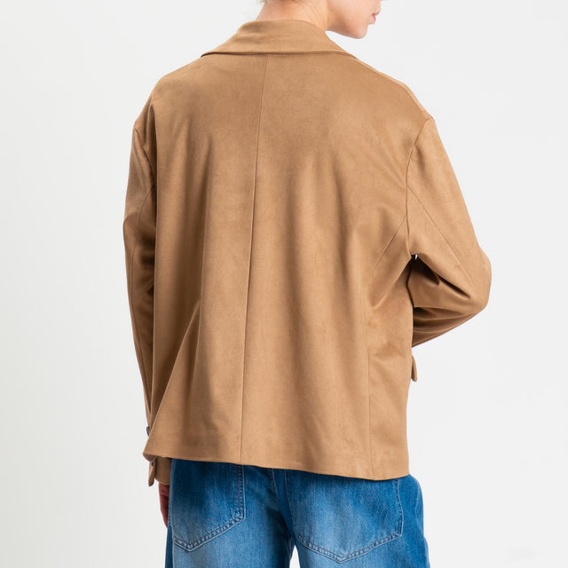 Tensione in-Giacca doppiopetto effetto suede - cappuccino