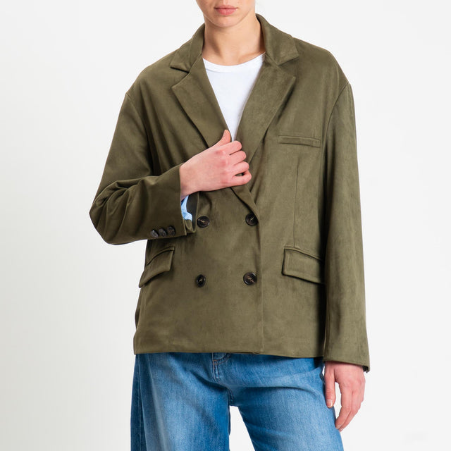 Tensione in-Giacca doppiopetto effetto suede - militare