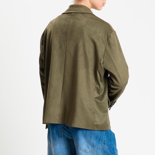 Tensione in-Giacca doppiopetto effetto suede - militare