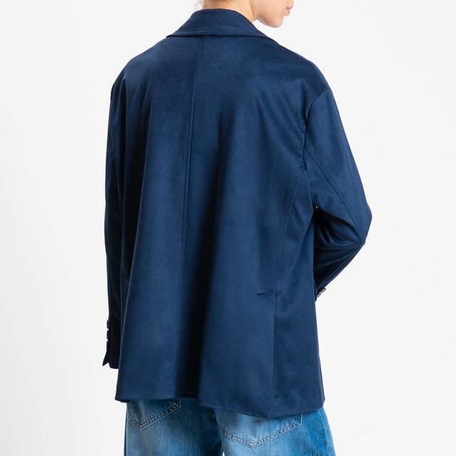 Tensione in-Giacca oversize effetto suede - blu