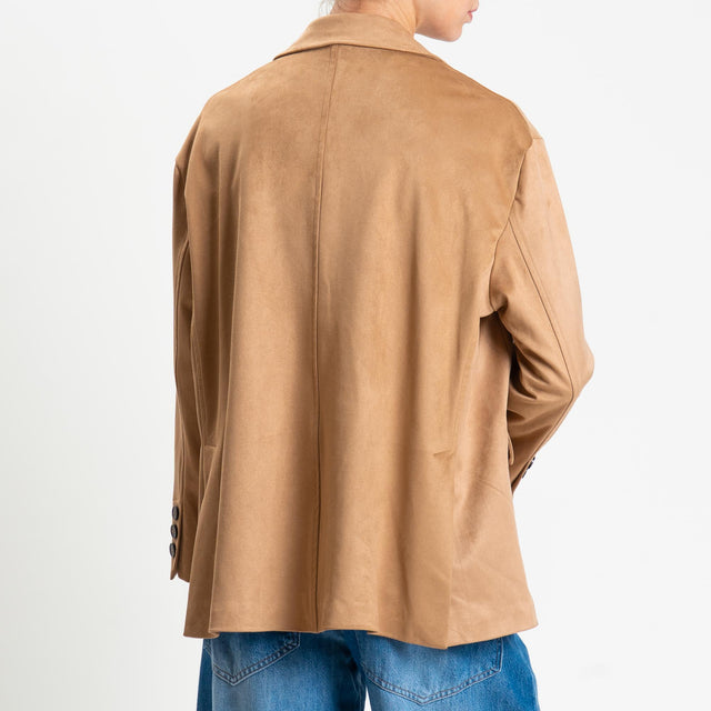 Tensione in-Giacca oversize effetto suede - cappuccino