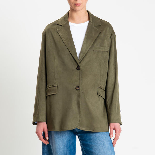 Tensione in-Giacca oversize effetto suede - militare