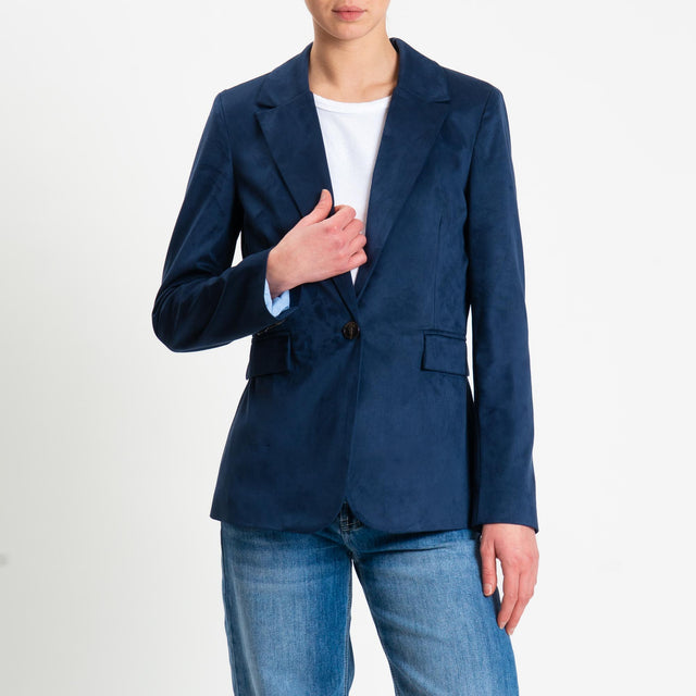 Tensione in-Giacca spacco dietro effetto suede - blu