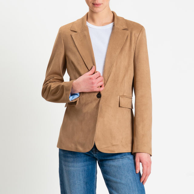 Tensione in-Giacca spacco dietro effetto suede - cappuccino