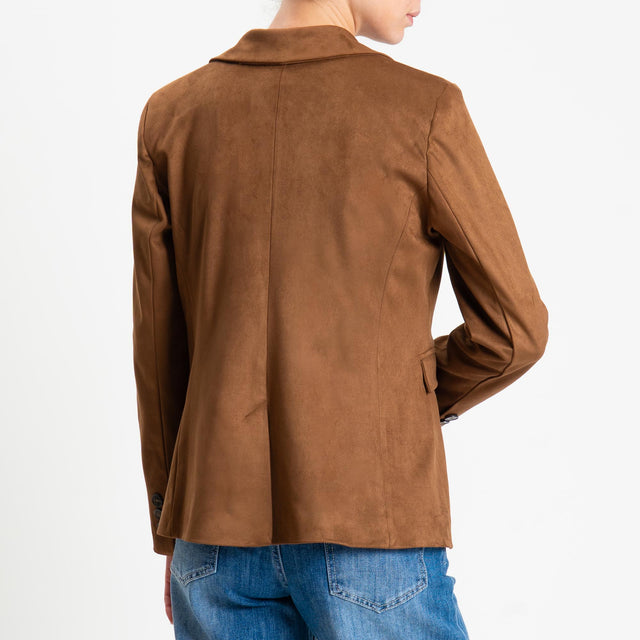 Tensione in-Giacca spacco dietro effetto suede - cognac