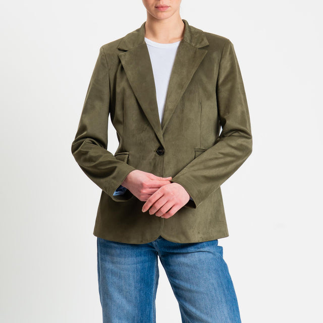 Tensione in-Giacca spacco dietro effetto suede - militare