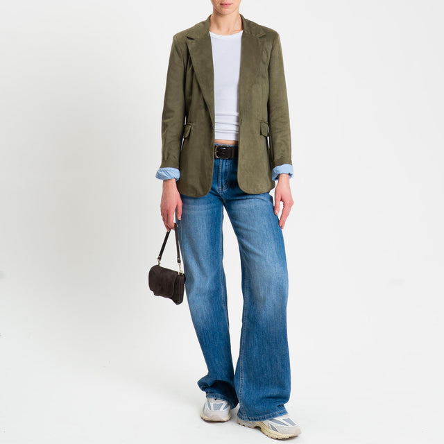 Tensione in-Giacca spacco dietro effetto suede - militare