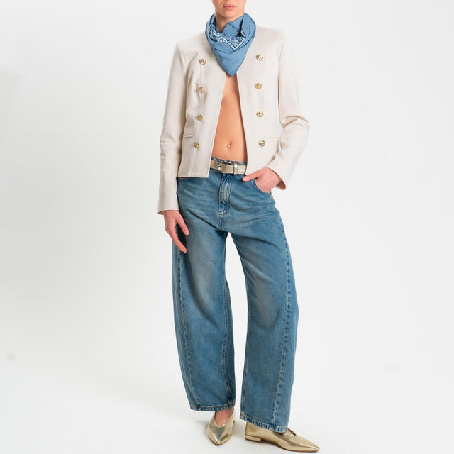 Tensione in-Giacca punto milano bottoni dorati - panna