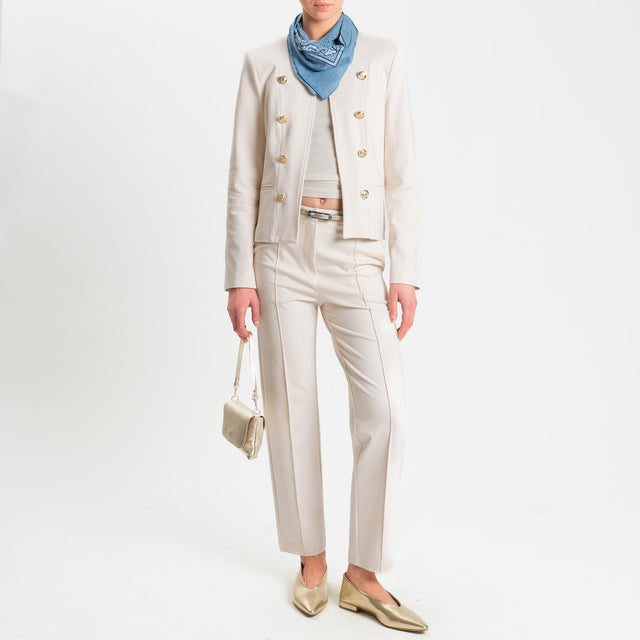 Tensione in-Pantalone punto milano slim fit - panna