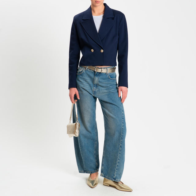 Tensione in-Giacca punto milano doppiopetto - blu