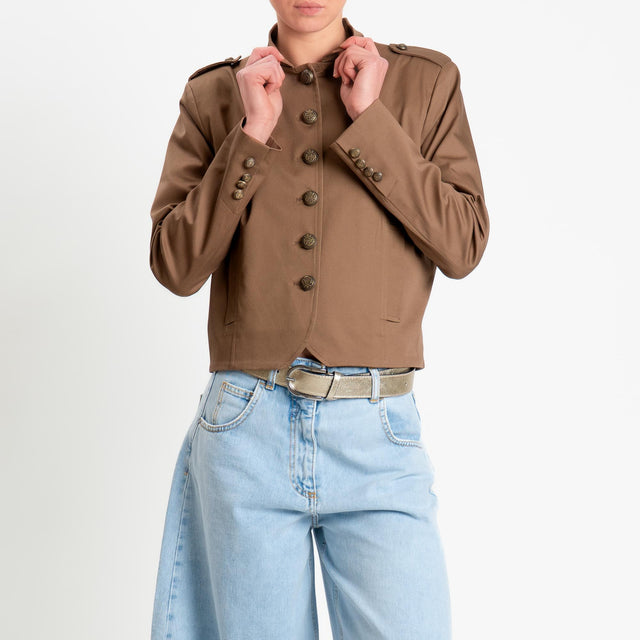 Tensione in-Giacca con tasche dettaglio bottoni - cognac