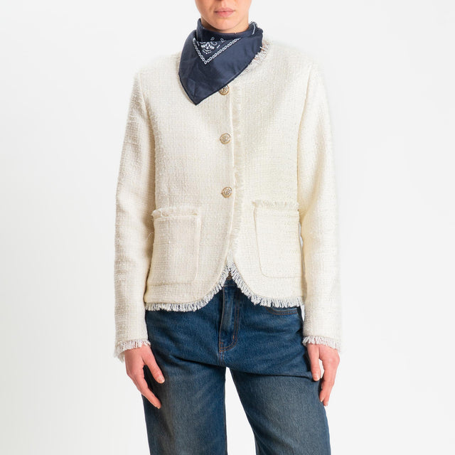 Tensione in-Giacca bouclè con bandana - panna