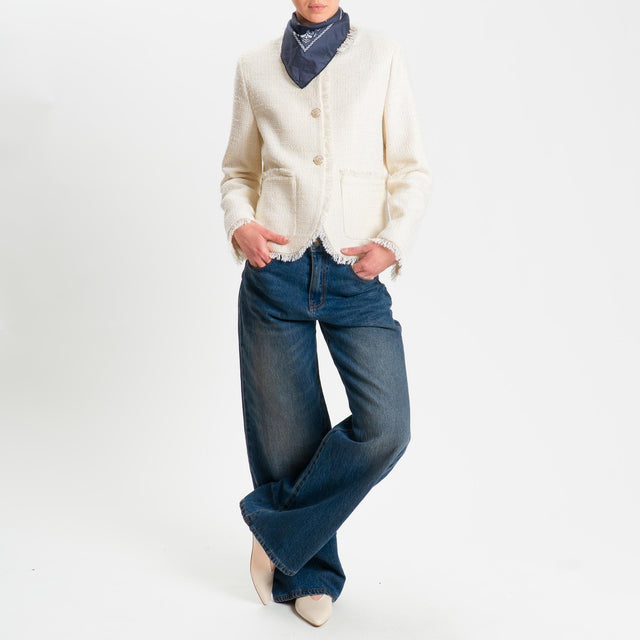 Tensione in-Giacca bouclè con bandana - panna