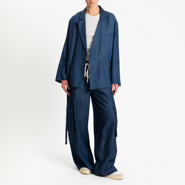 Tensione in-Giacca chambray doppiopetto - dark denim