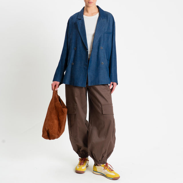 Tensione in-Giacca chambray doppiopetto - dark denim