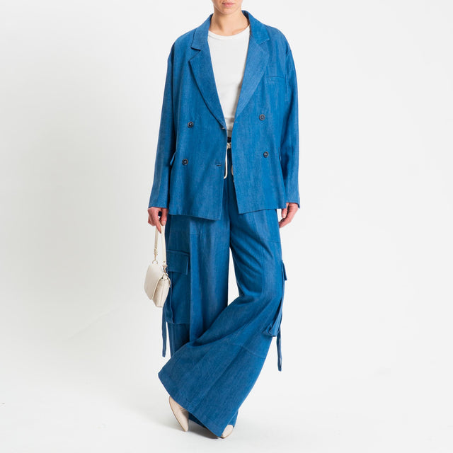 Tensione in-Giacca chambray doppiopetto - light denim