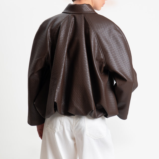 Tensione in-Bomber similpelle texture intrecciato - choco